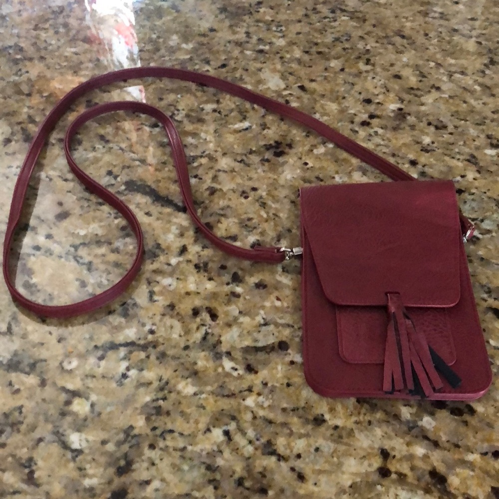 VERY nice genuine leather, Crimson crossbody bag